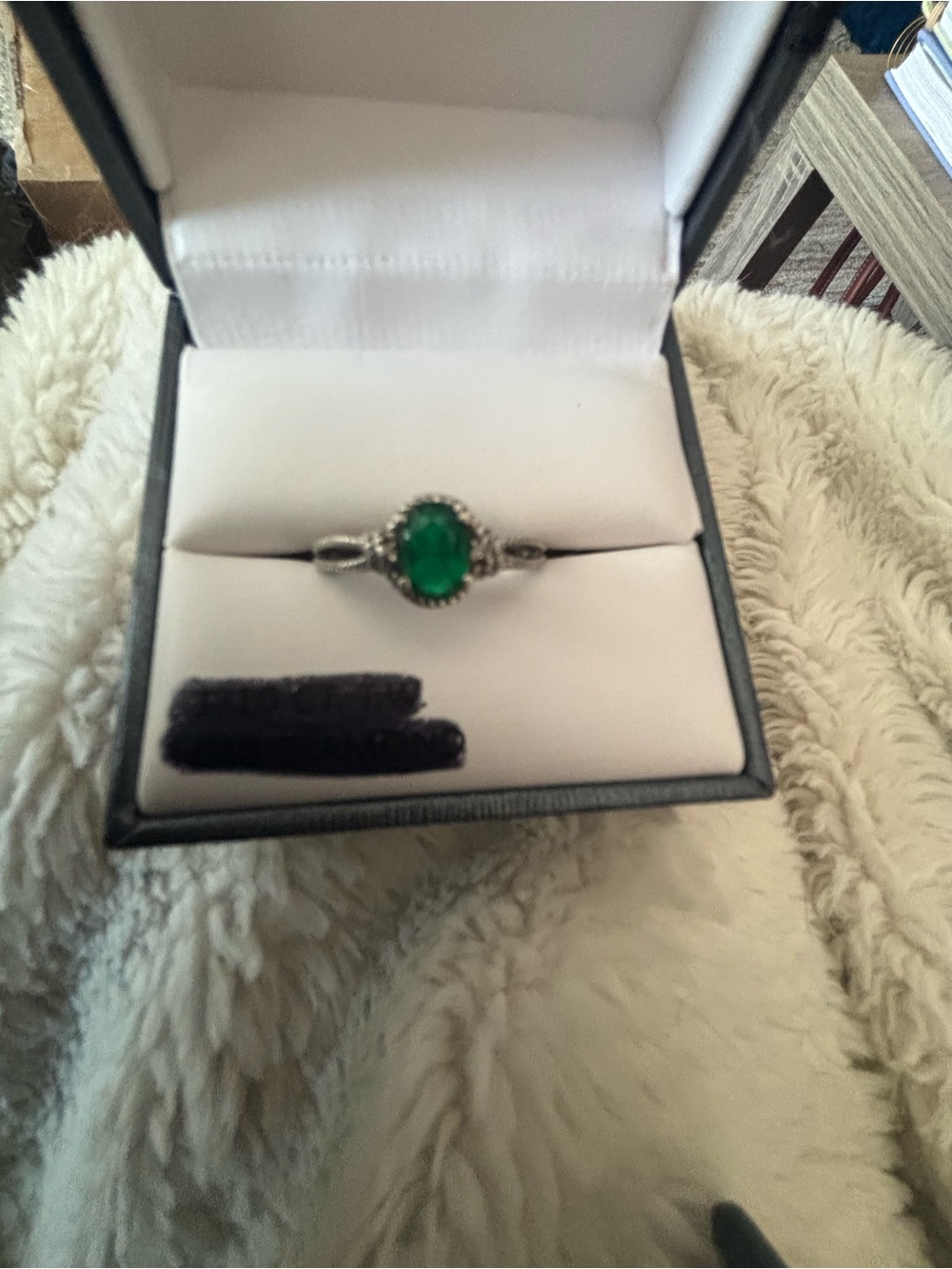 Kohl's Silver Ring with Bright Green Oval Stone